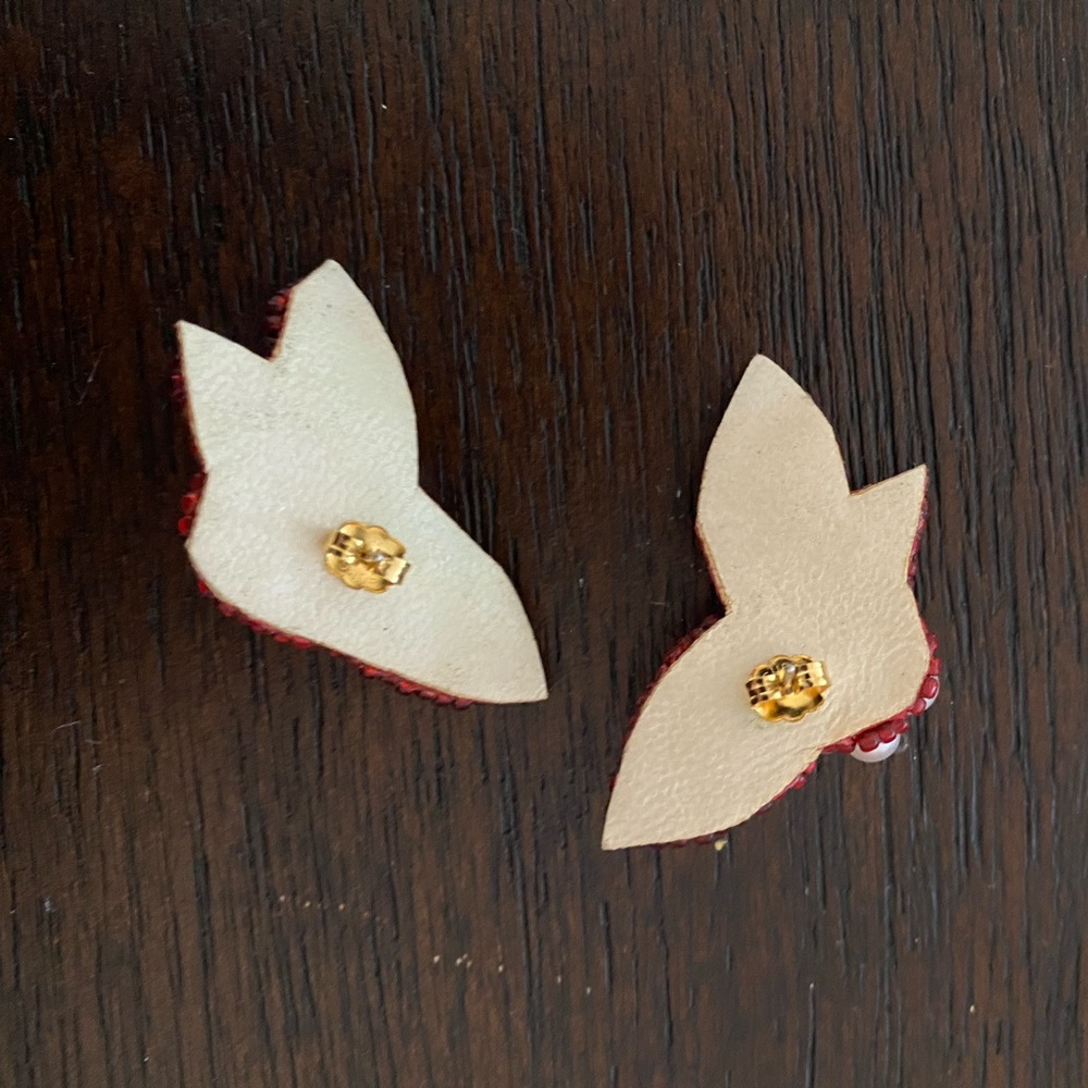 Red Thrifted Statement Earrings - image 2